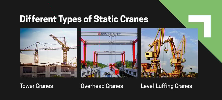 A tower crane, an overhead crane and a level-luffing crane