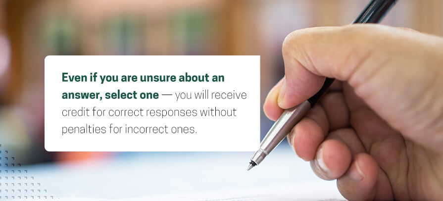 even if you are unsure about an nccco exam answer, pick one.